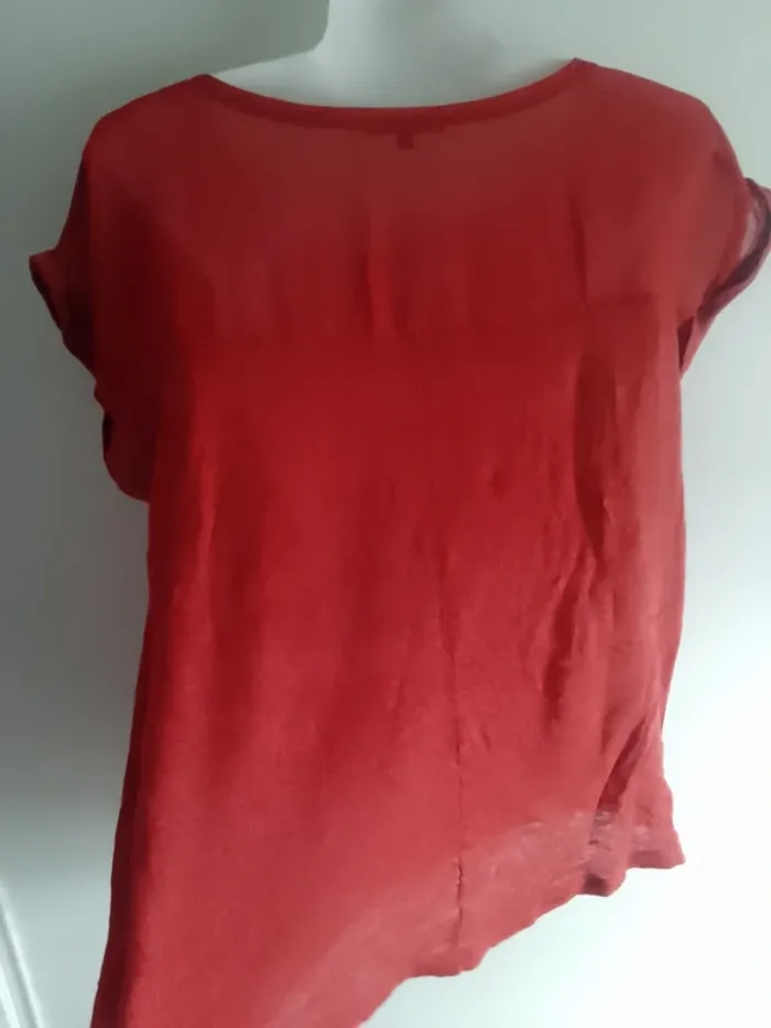 Top blouse Etam bi matière rouge taille L - photo numéro 4