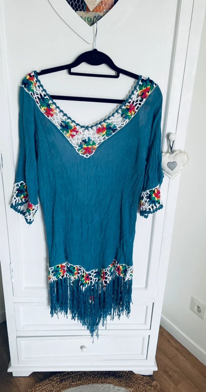 Robe plage à frange crochet taille unique oversize - photo numéro 2