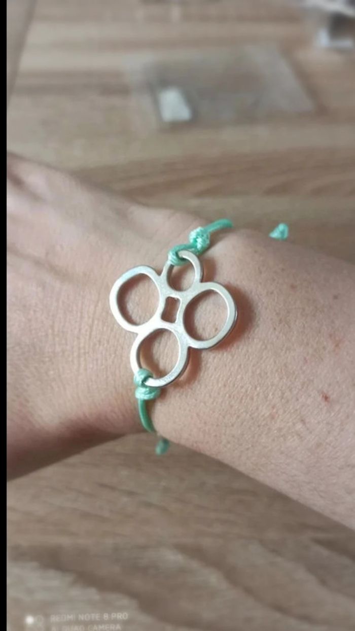 Bracelet lien vert argenté - photo numéro 7
