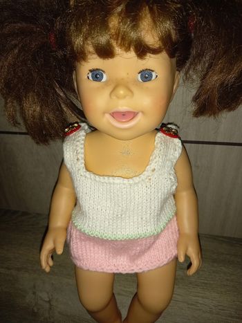 débardeur pull bouton noeud pour poupée de 36 à 53 cm