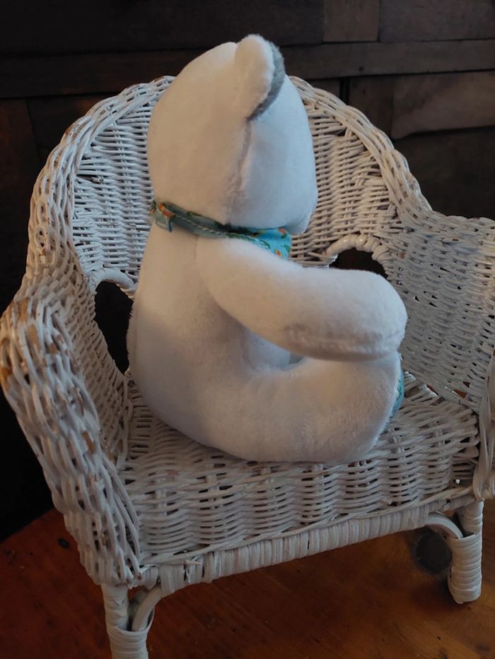 Peluche ours blanc et bandana Musti de Mustela - photo numéro 3