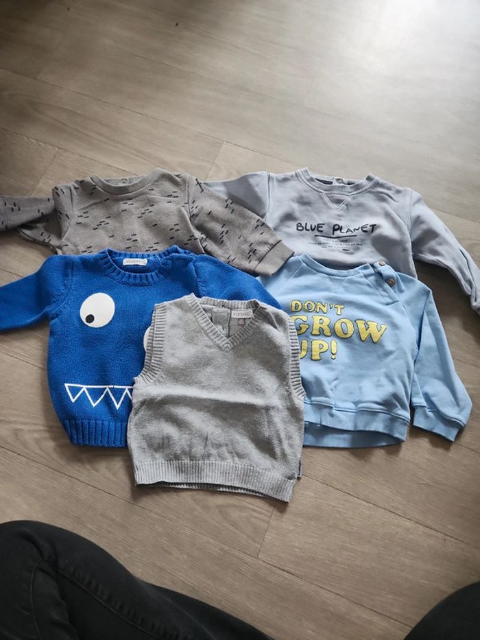 Lot de 4 pull et un sans manche 12mois