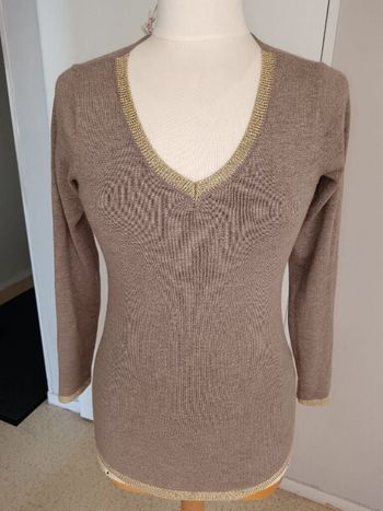 Pull M mi saison beige et doré