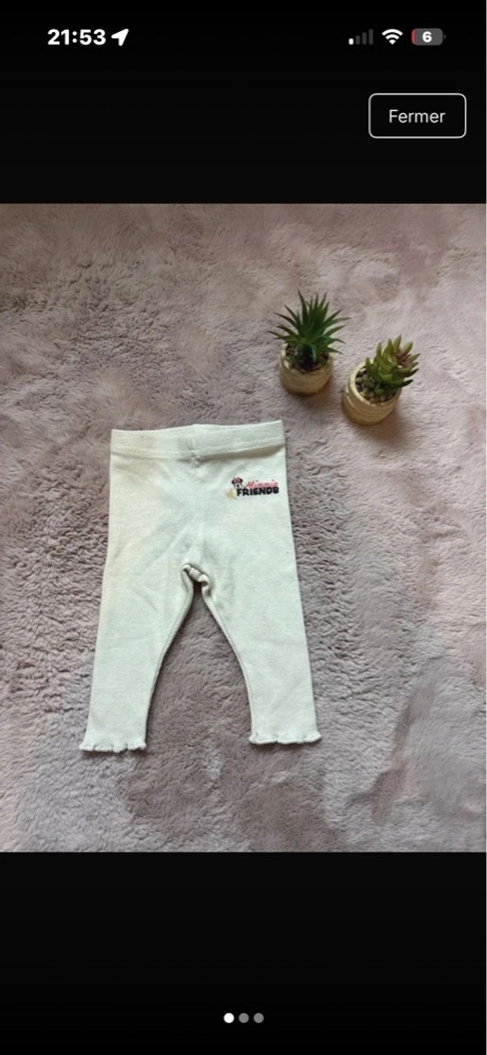 Leggings bébé 0-3 mois 🤍 Minnie Friends – côtelé, confortable - photo numéro 1