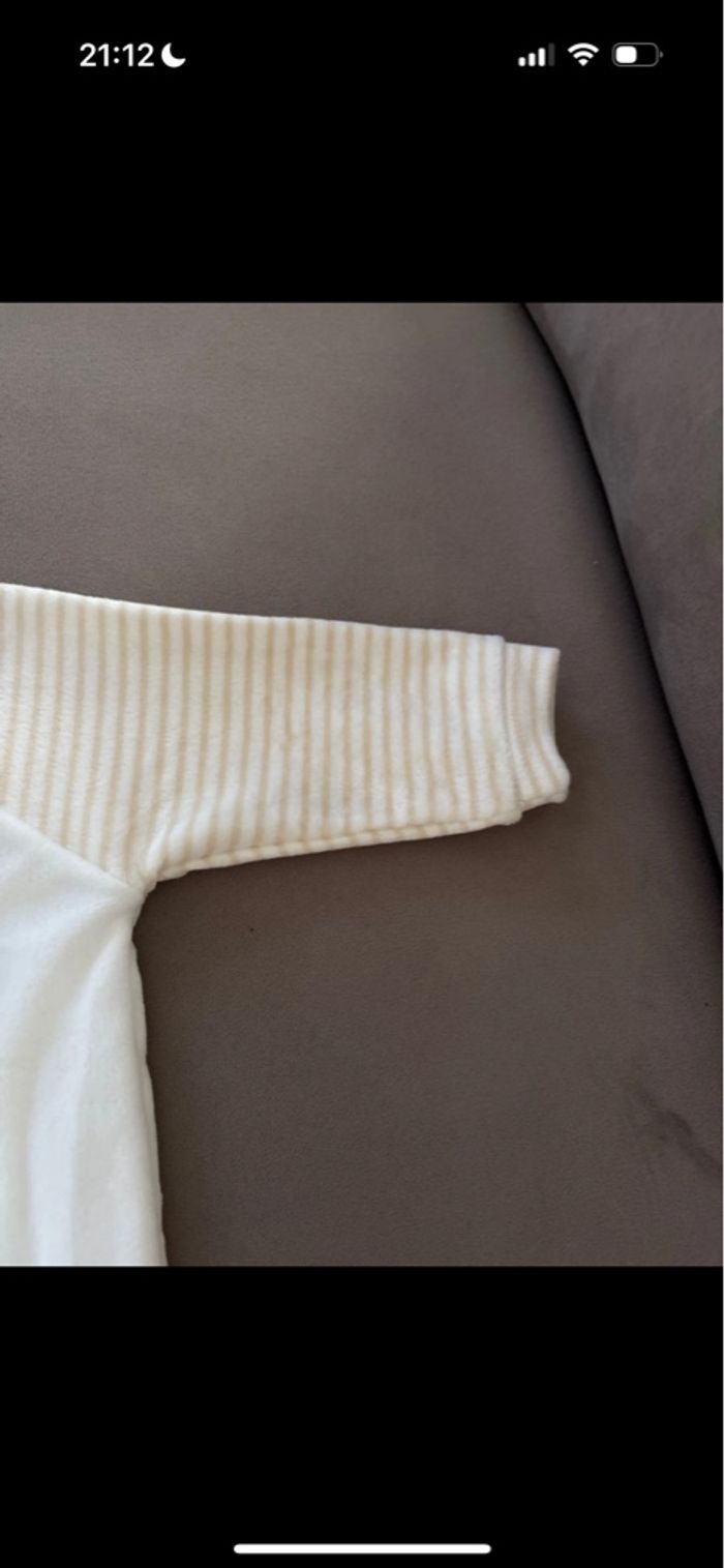 Pyjama Grenouillère Blanc et Beige - Taille 0 naissance - photo numéro 8