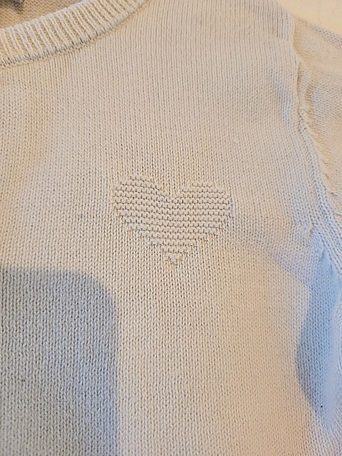 Gilet blanc motif cœur "grain de blé" taille 3 ans - photo numéro 4