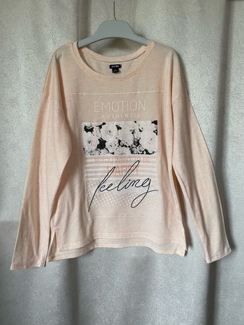 T-shirt abricot chiné roses noir et blanc 10 ans kiabi