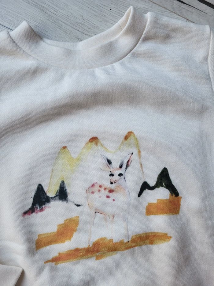 Pull blanc cassé biche cyrillus 8ans neuf - photo numéro 2