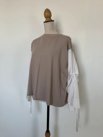 Sweat zara chemise camicia t-shirt camisa noeud M Maglia blouse haut folder blusa blouse t-shirt
