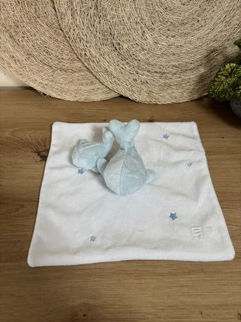 Doudou plat baleine bébé bleu mon premier major sergent major