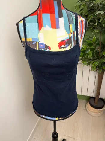 Débardeur Lily Broderie | Bleu marine | Taille 38