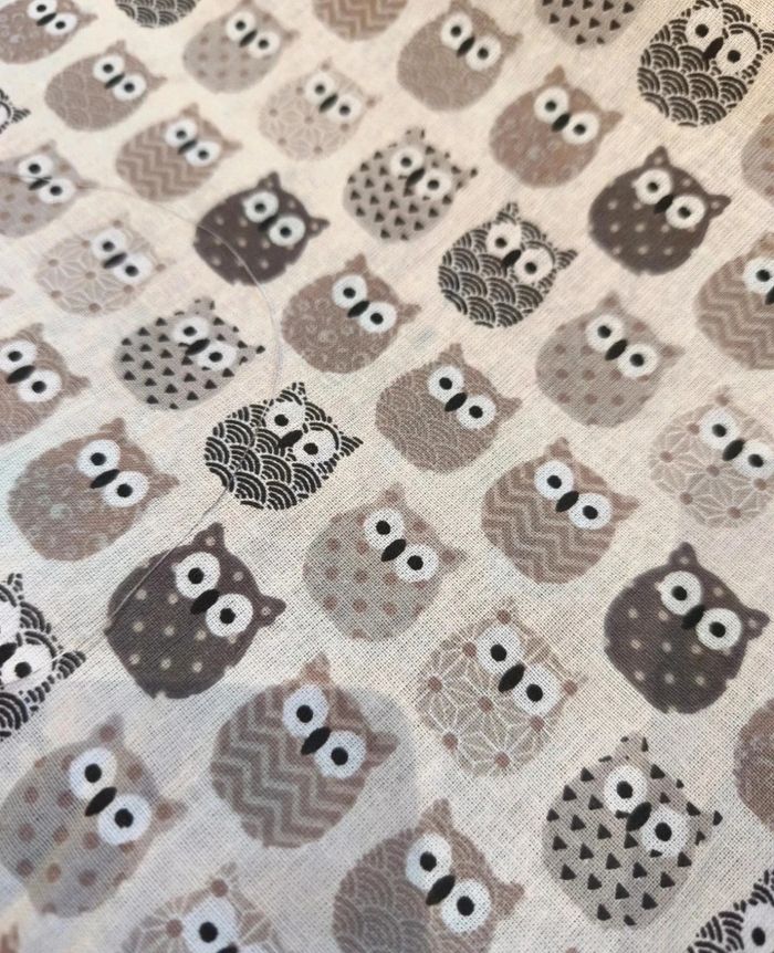Lot 4 Coupons tissus coton imprimés Hibou - photo numéro 4