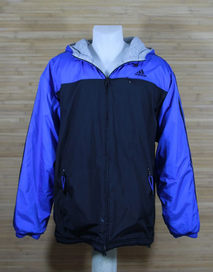 Veste doudoune vintage réversible Adidas homme noir et bleu marine ou grise et bleu