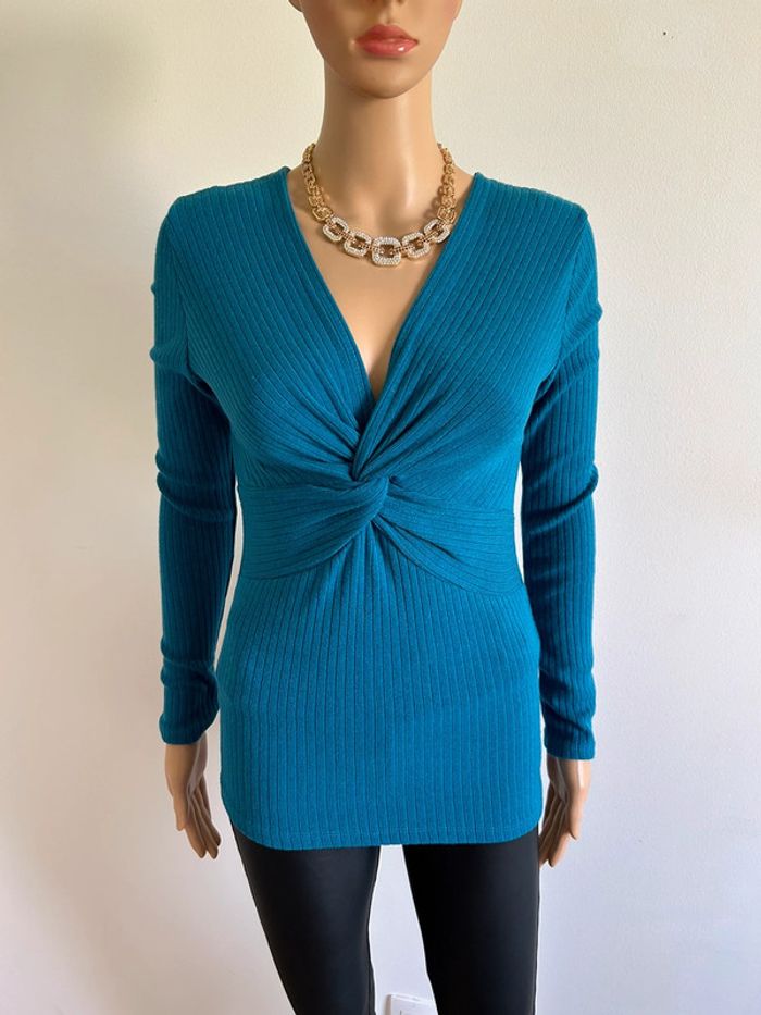 Pull bleu turquoise neuf à manches longues Lovy Pop taille unique