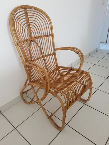 Fauteuil vintage rotin très tendance