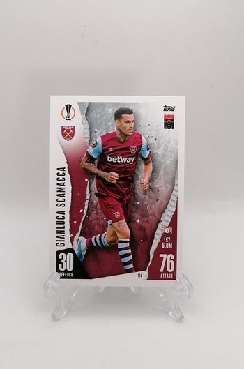 Carte Match Attax 2023-24 Gianluca Scamacca n°114 West Ham United FC.