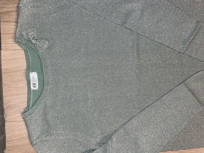Pull Sweatshirt H&M Vert lurex pailleté Taille 16 ans / 176 cm Comme neuf - photo numéro 3