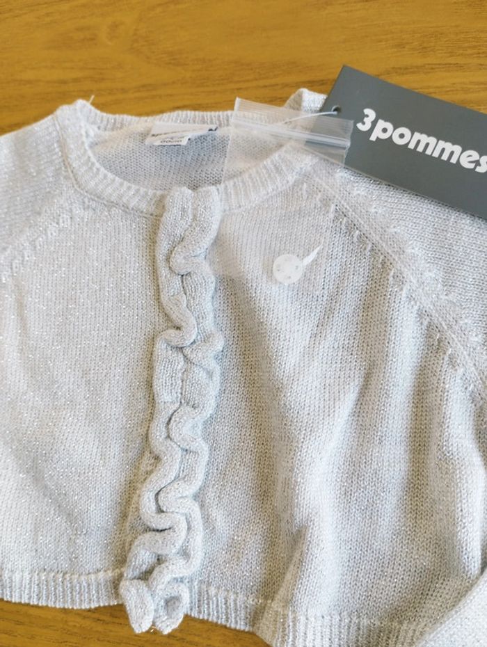 Boléro fille argenté pailletté taille 9/12 mois 3 Pommes - photo numéro 2