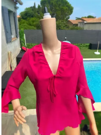 Sublime blouse rose chic – femme – taille 40 – neuve style vintage