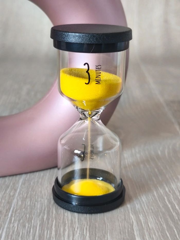 Gros sablier en verre 3 min jaune - photo numéro 2
