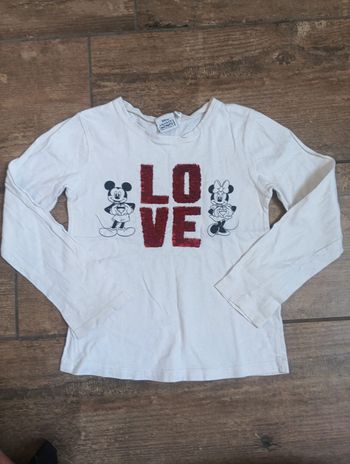 Tee shirt Chemise manches longues Fille 6 ans sequins réversibles Minnie Mickey Disney