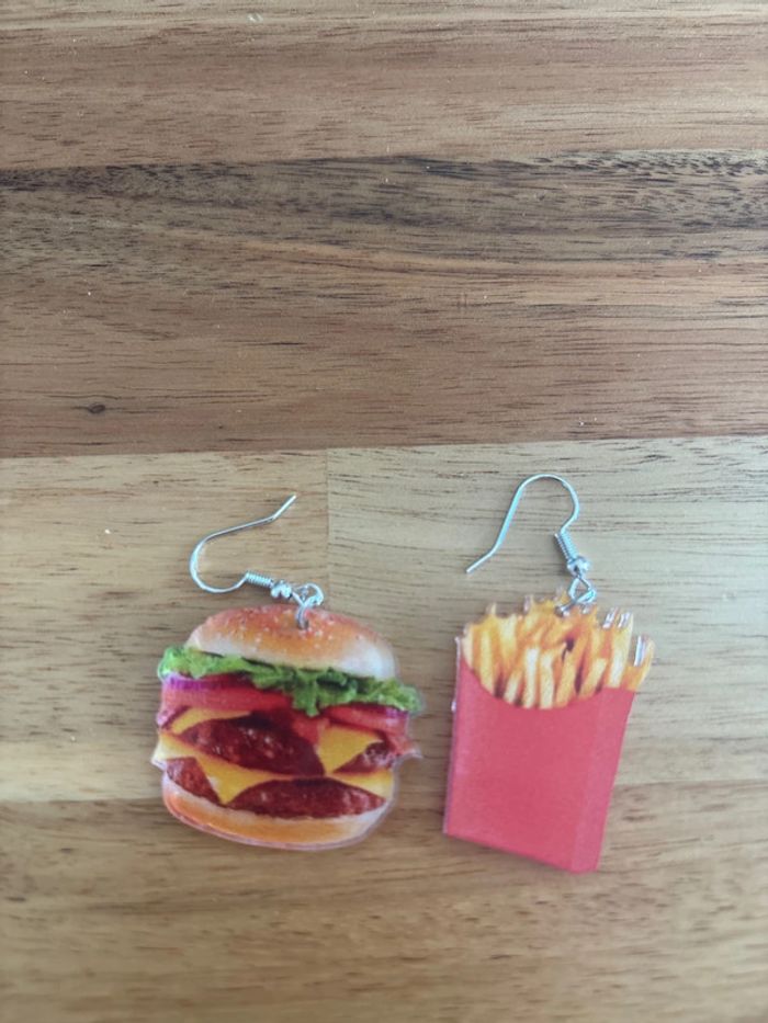 Boucles d’oreilles hamburger frites 🍔🍟 - photo numéro 2
