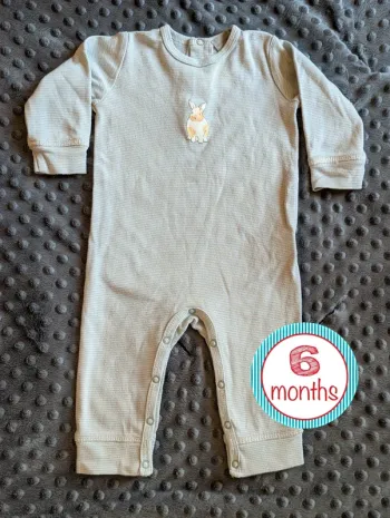 Pyjama sans pieds léger bébé 6 mois Bout'chou #coton #rayé #lapin