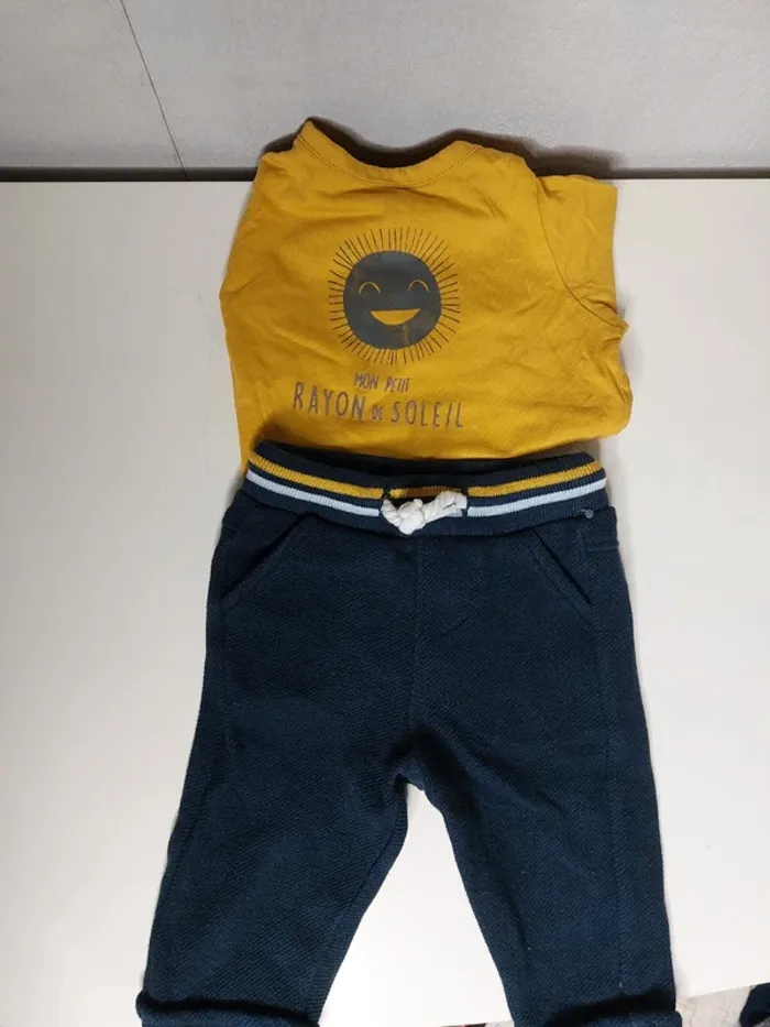 Ensemble manches longues bleu et jaune "Tape à l'oeil" - photo numéro 2