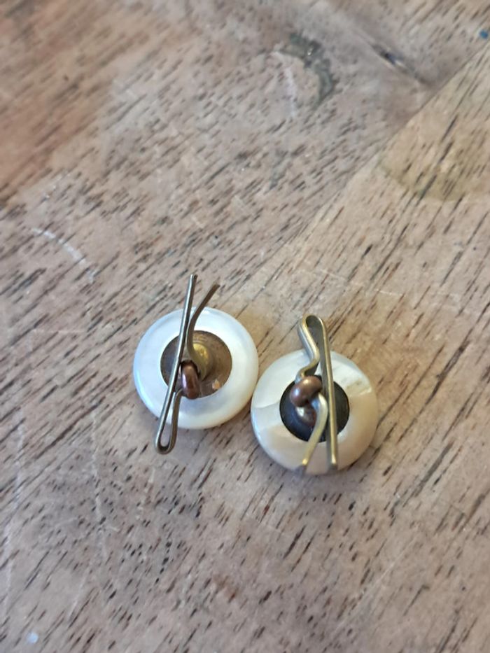 Boutons de manchette vintage en nacre tous simples - photo numéro 2