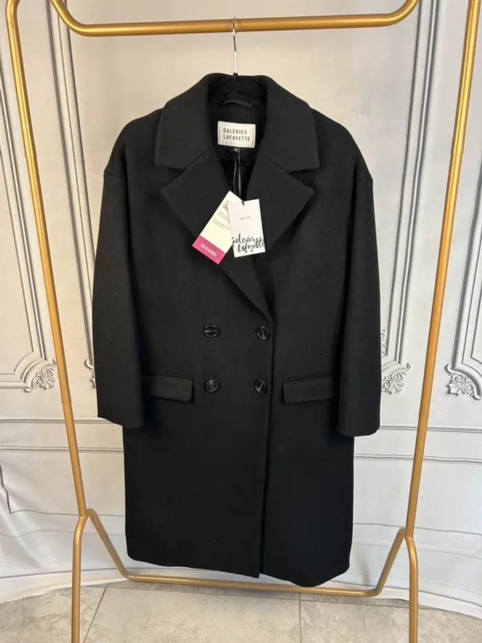 Manteau long Noir Galeries lafayette T.36 neuf