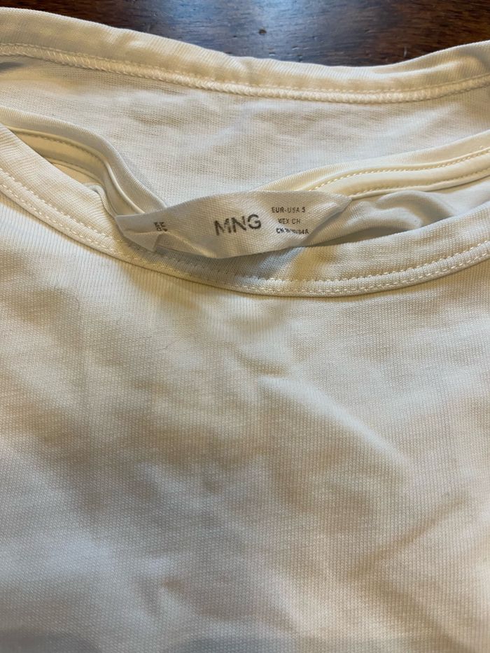 T-shirt manches courtes longues blanc serre mango taille S/36 - photo numéro 2