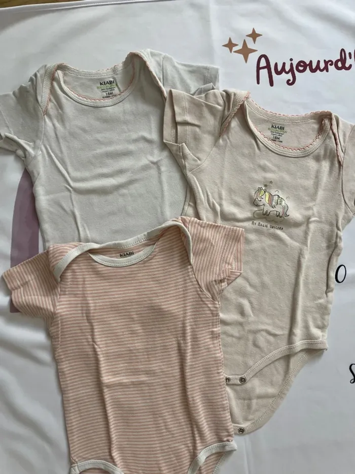 Lot de 3 bodys bébé fille – Été – Taille 18 mois – Marque Kiabi - photo numéro 2