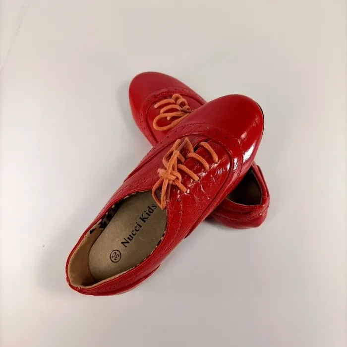 Chaussures richelieu rouges vernies enfant Nucci Kids taille 30 lacets mode C102 - photo numéro 4