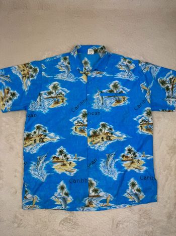 Chemise Vintage à motifs Style Hawaïenne Bleu Clair Taille M
