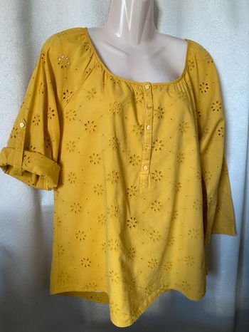Tunique jaune moutarde broderies anglaise 42