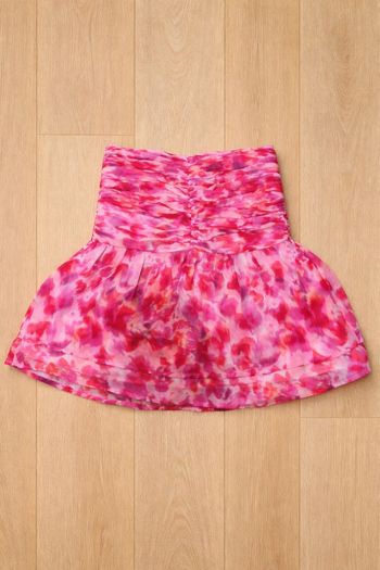 Jupe Kookaï rose imprimé fluide taille 34 courte évasée