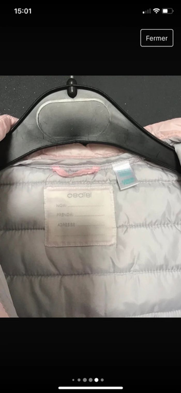 Doudoune à capuche rose pâle doublée gris - photo numéro 9