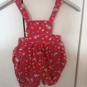🌸Short Salopette rouge à motifs Taille 12 mois"Sourissoh" 🌸