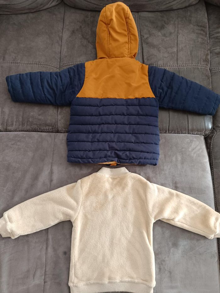 Blouson garçon chaud vertbaudet bleu marine et marron avec doublure 3 ans - photo numéro 2