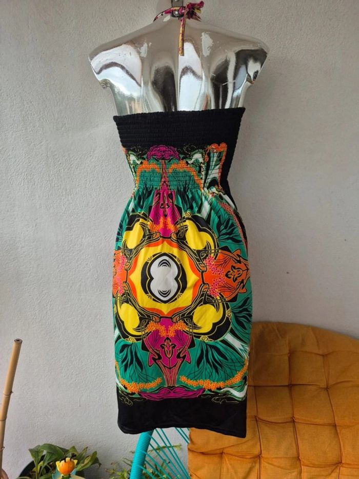 Robe sans bretelle à motif - photo numéro 5