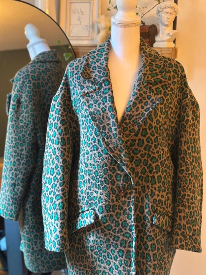 Manteau imprimé léopard vert – Garçonne – Taille unique - photo numéro 5