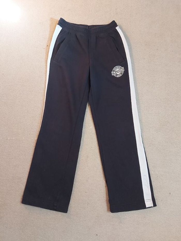 Pantalon de sport bleu marine à bandes blanches 14 ans  - Domyos