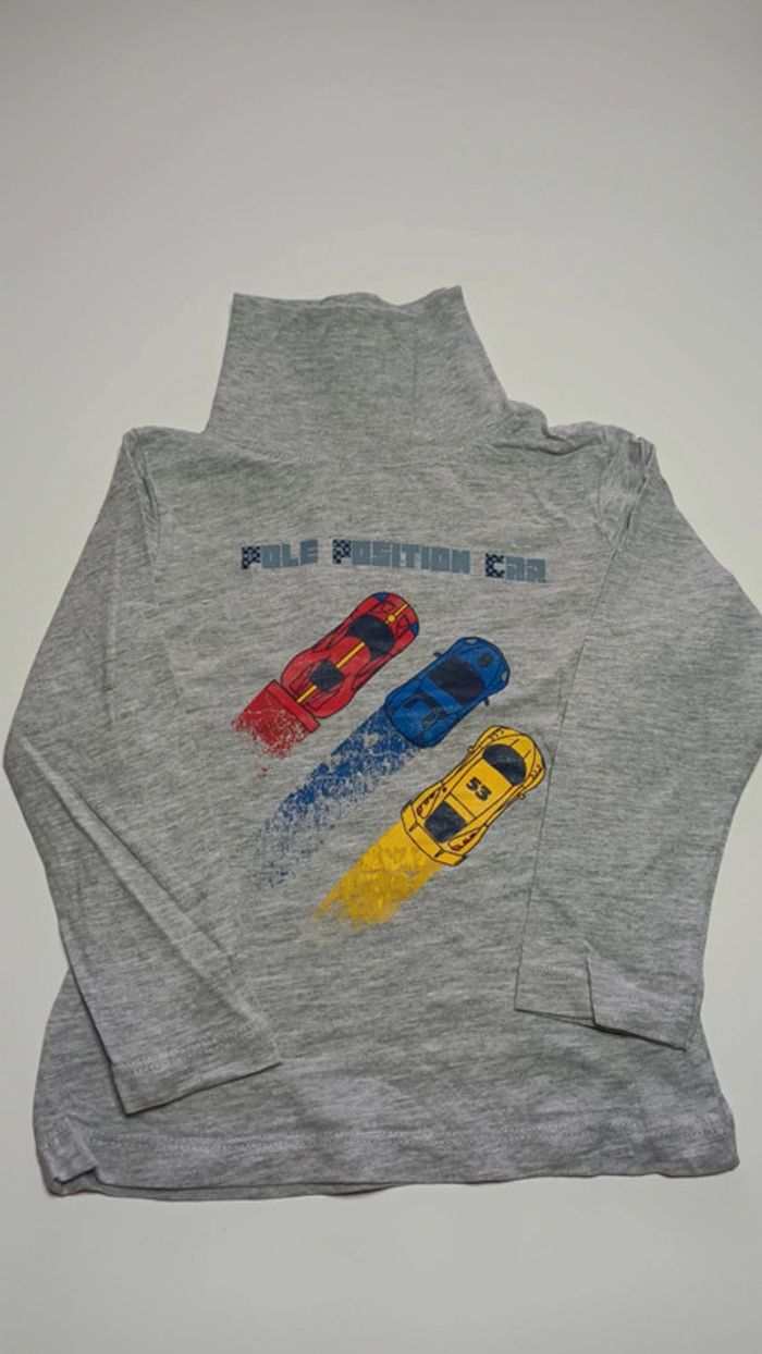 Pull gris à col roulé pour garçon taille 4 ans