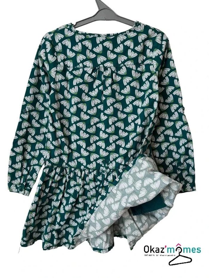 Robe légère à manches longues, verte à motifs - Okaïdi 8 ans (128cm) - photo numéro 4
