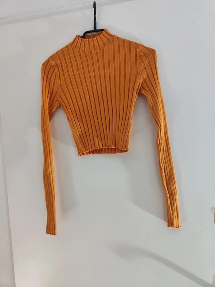 Pull Court Côtelé en Laine Orange💎 sister 36💎 - photo numéro 4
