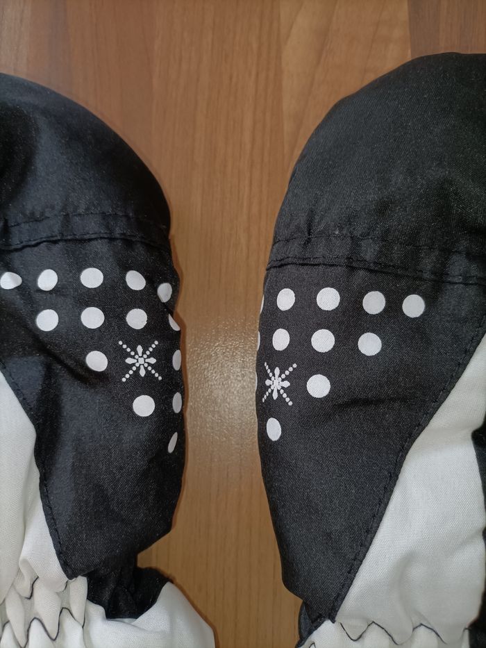 Gants mouffles ski noir et blanc flocon neige 8-10 ans - photo numéro 6