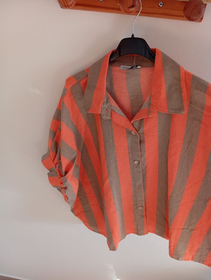 Chemise à bande orange coton taille L XL - photo numéro 3