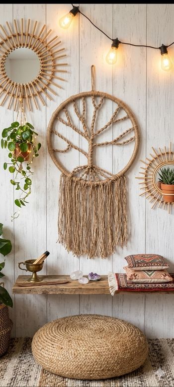 Attrape-rêve macramé arbre de vie 