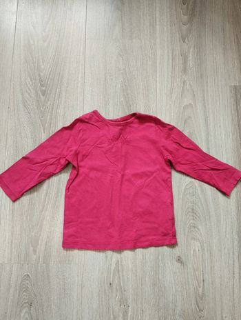 T-shirt manches longues Vertbaudet rose fushia fille 18 mois