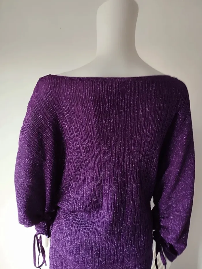 Blouse manches réglables violet à paillettes taille 40 Promod - photo numéro 5